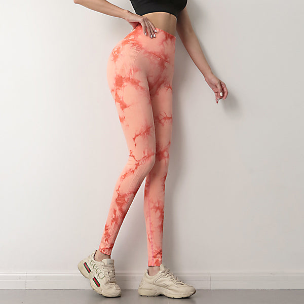 SEARCHI Booty Leggings Tie-dye Full Length Skin Tight Butt Lifting